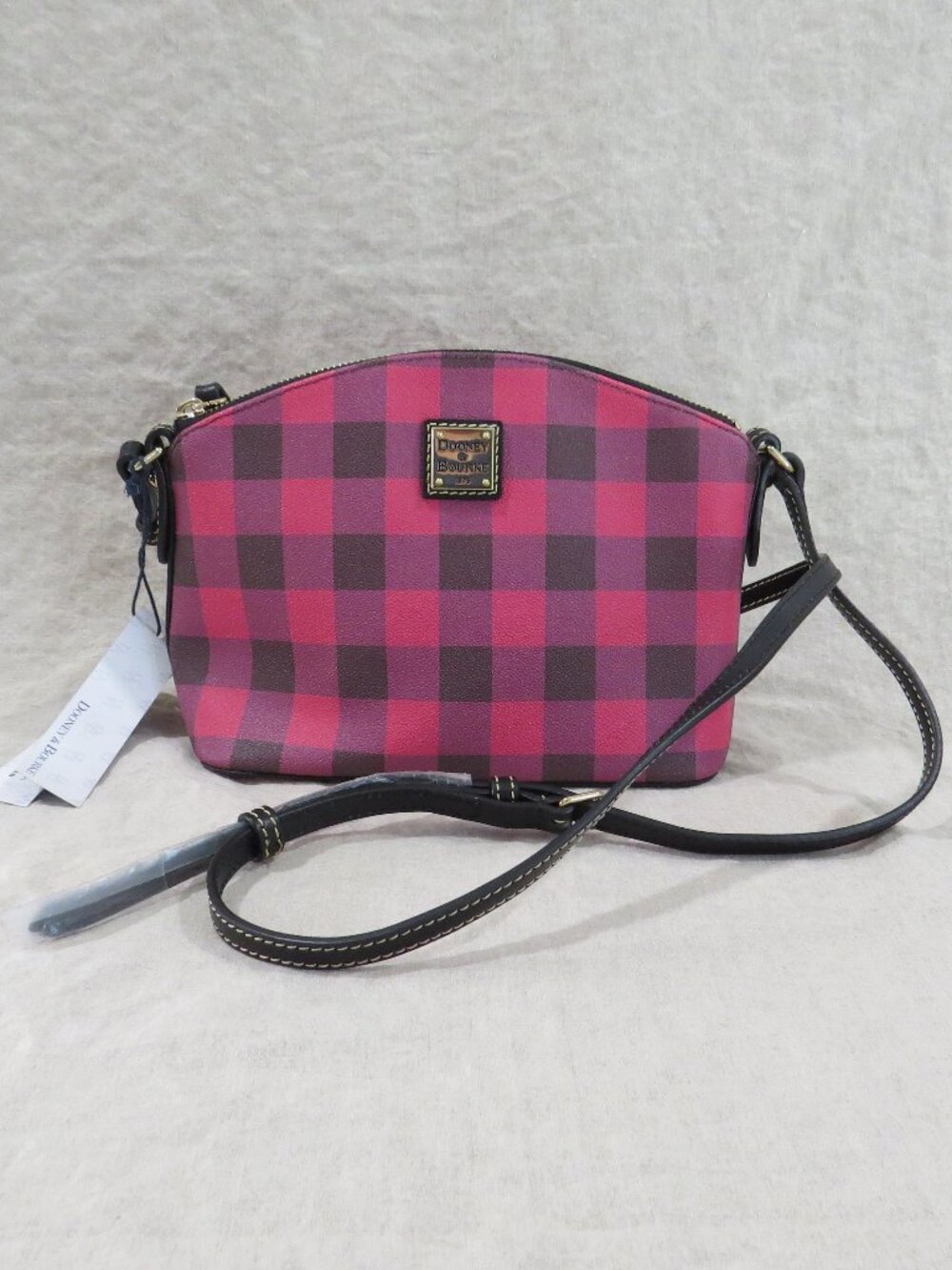 NEW Dooney & Bourke Suki Crossbody Purse Bag, Coated Cotton Pink Check